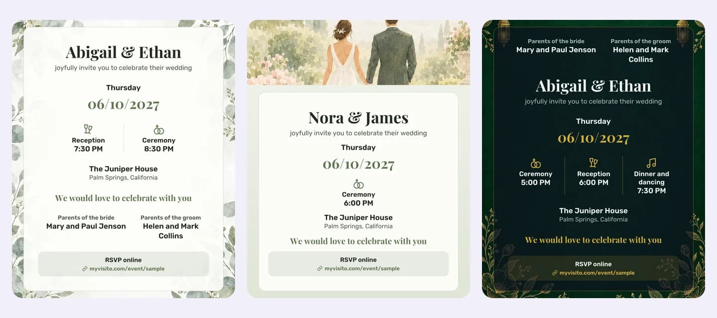 A wedding invitation, the way it is printed