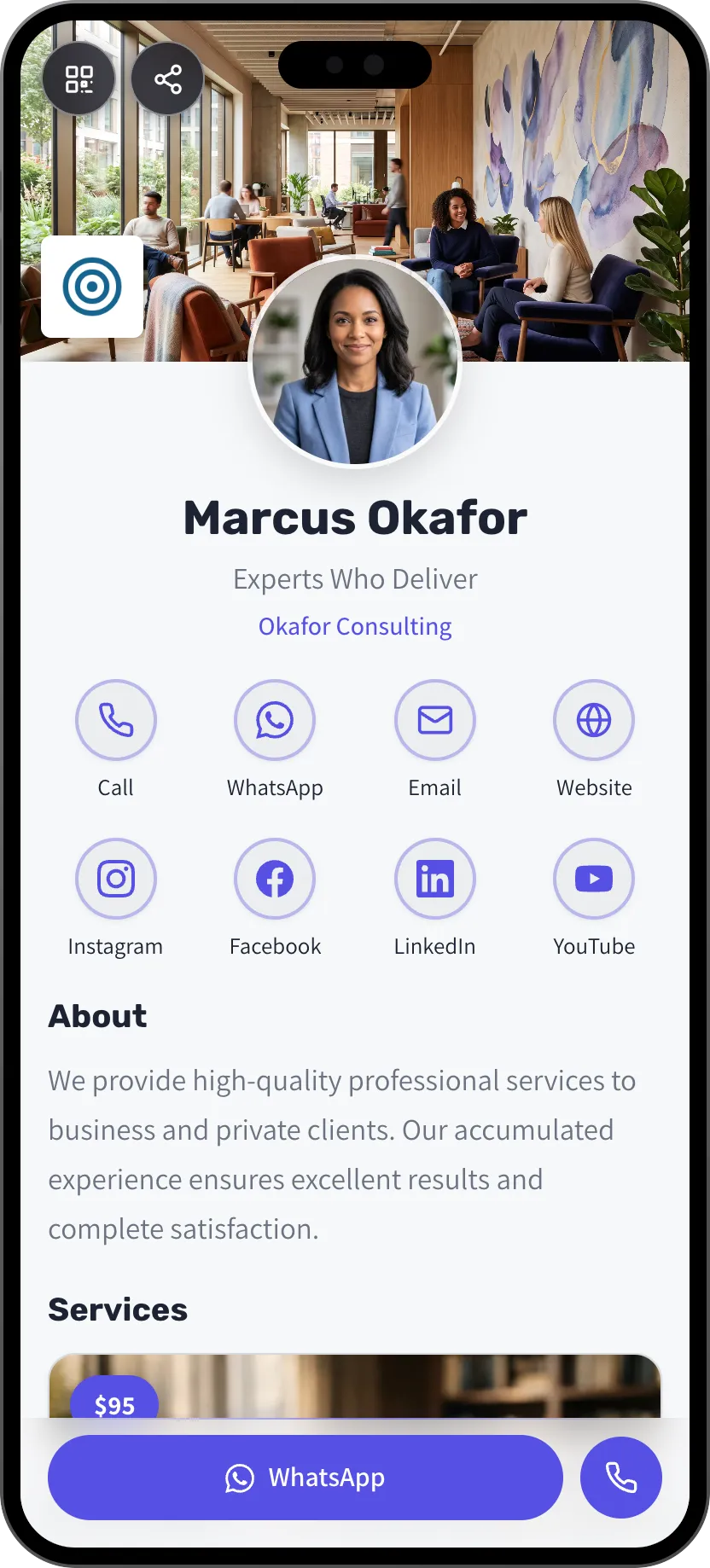 Classic business digital business card template. A MyVisito template