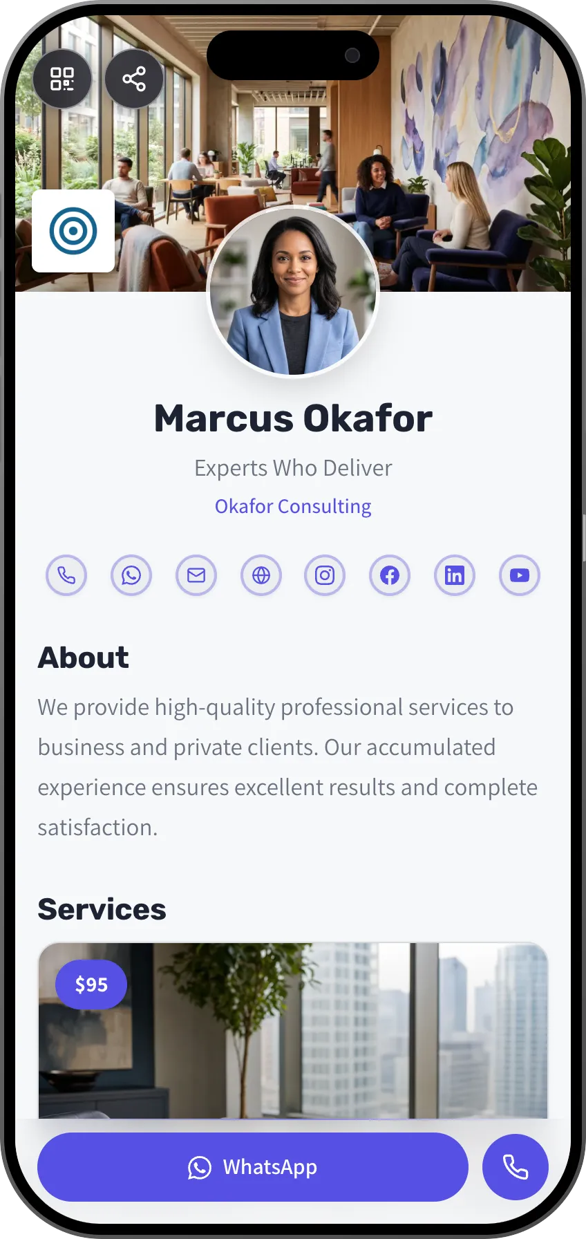 Classic business digital business card template. A MyVisito template