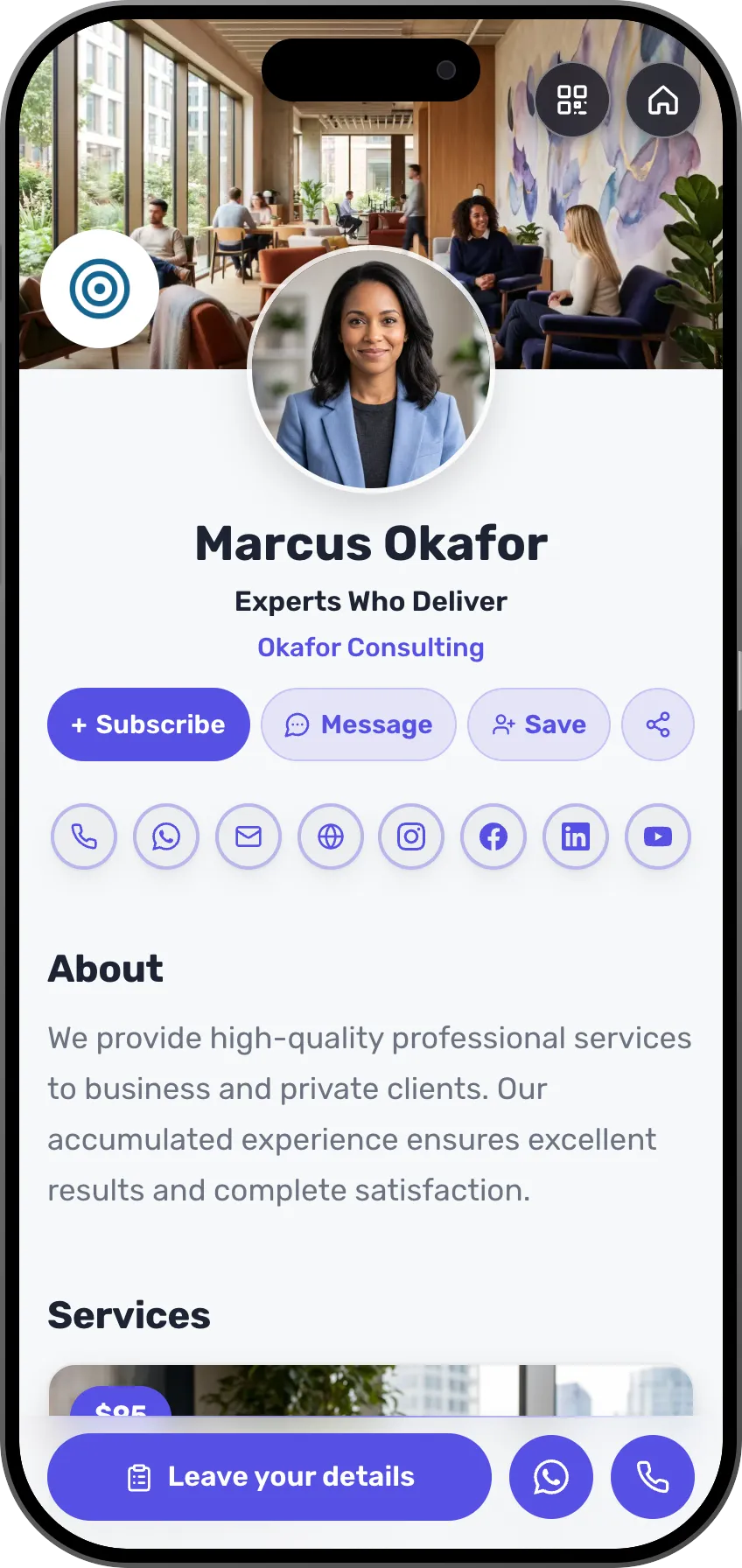 Classic business digital business card template. A MyVisito template