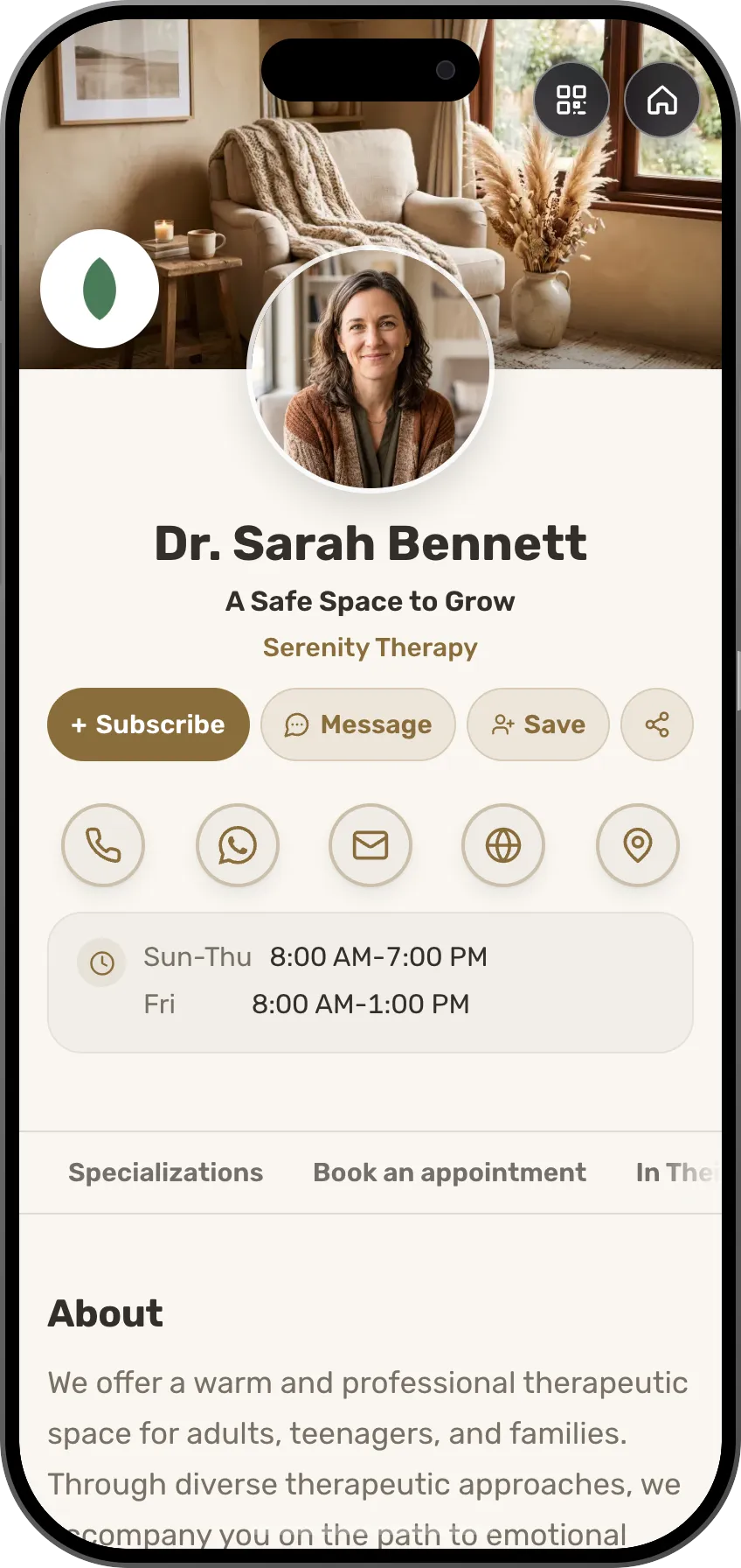 Therapists: a ready card