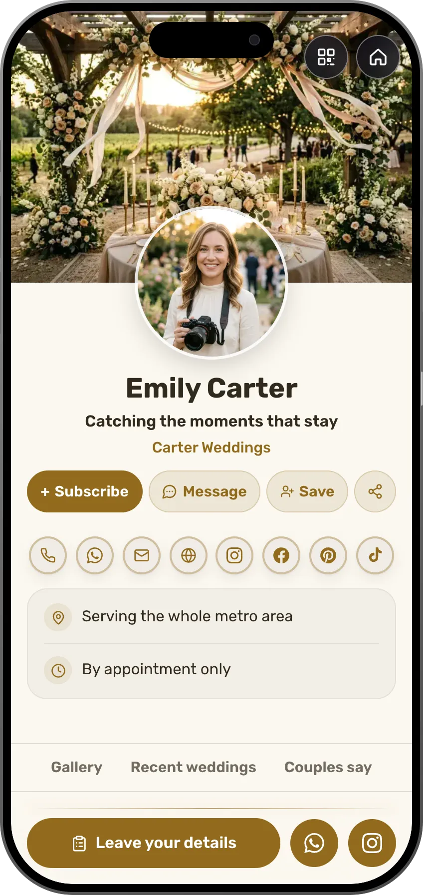 Photographers: a ready card
