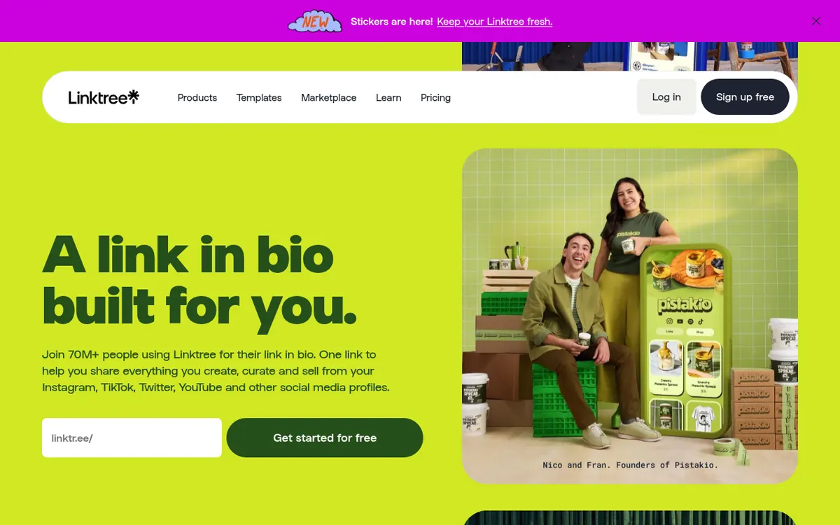The Linktree homepage as it looked on 1 September 2026