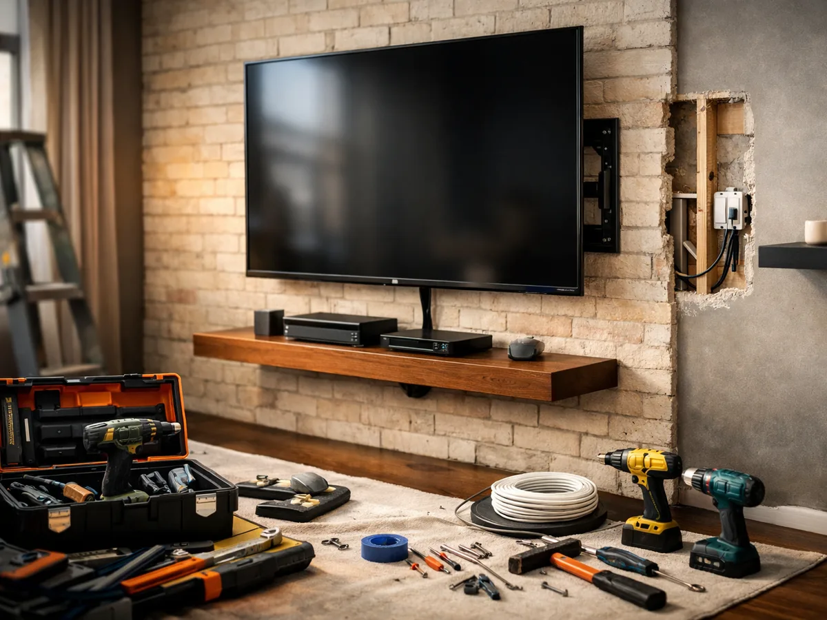 Shelf and TV mounting