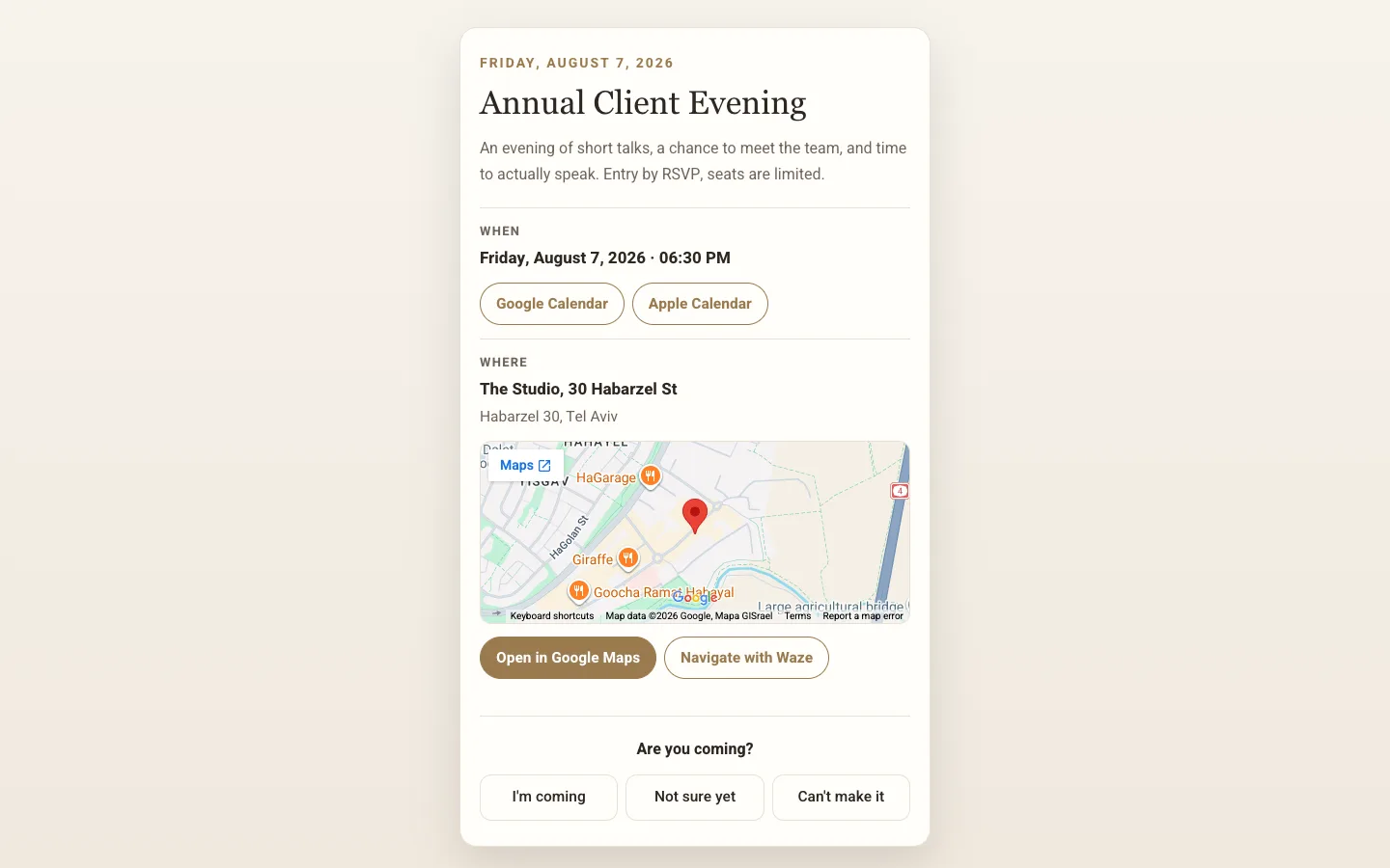 Events, invitations and tickets